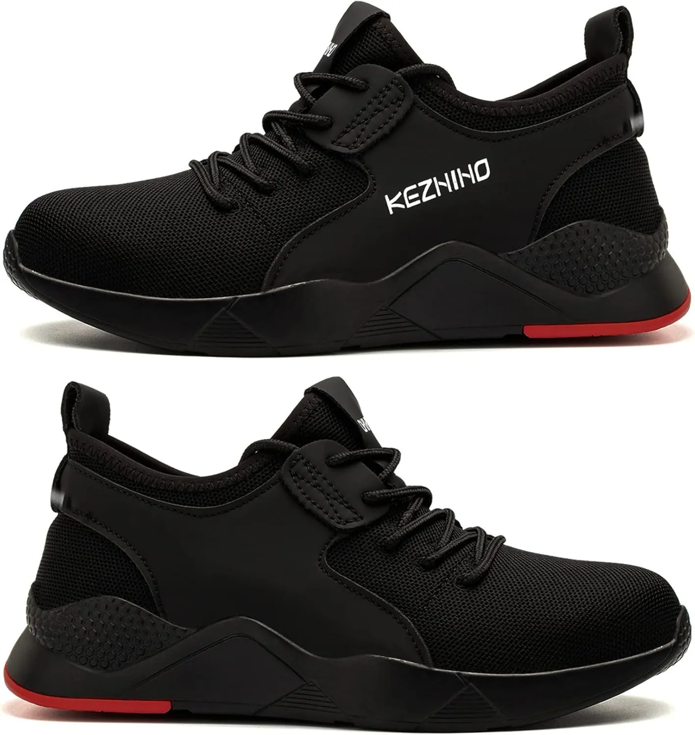 Kezhiho Steel Toe Work Shoes for Men Lightweight Comfortable Slip Resistant Puncture Proof Safety Shoes Breathable Indestructible Construction Industrial Sneakers
