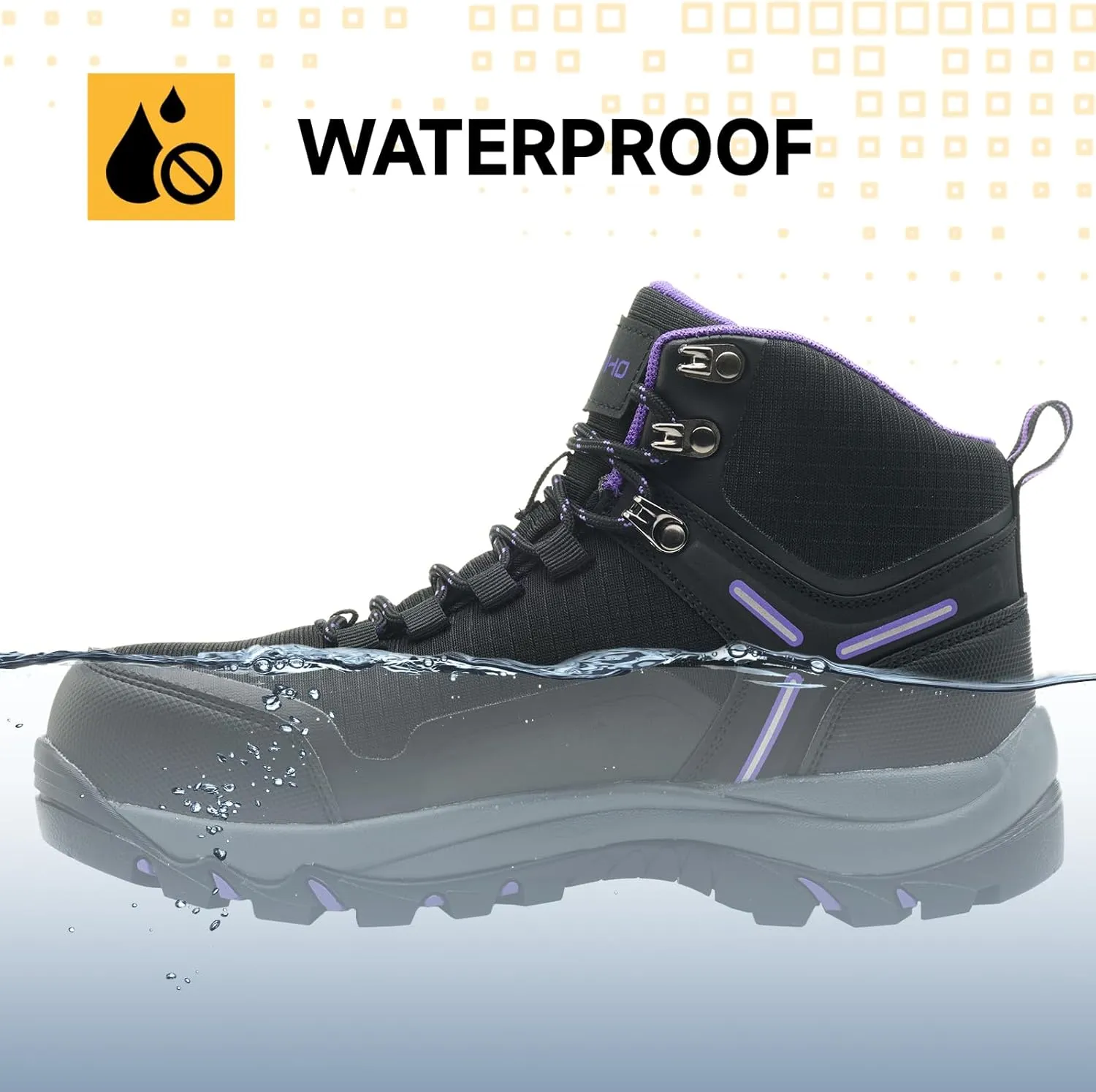 Kezhiho Waterproof Steel Toe Boots for Women Wide Width Non Slip Work Boots Lightweight Slip Resistant Safety Shoes Indestructible Construction Composite Toe Sneakers