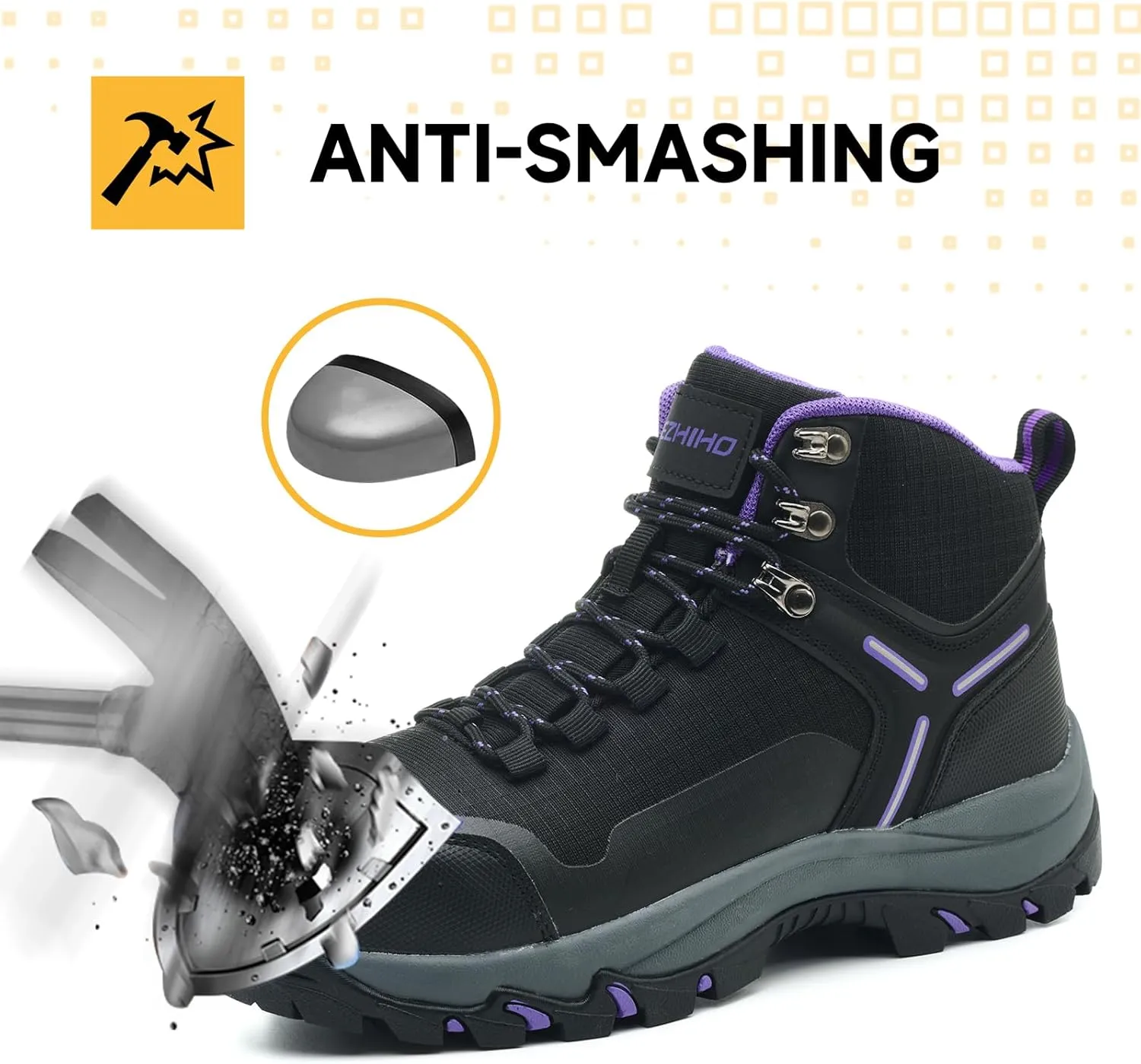 Kezhiho Waterproof Steel Toe Boots for Women Wide Width Non Slip Work Boots Lightweight Slip Resistant Safety Shoes Indestructible Construction Composite Toe Sneakers