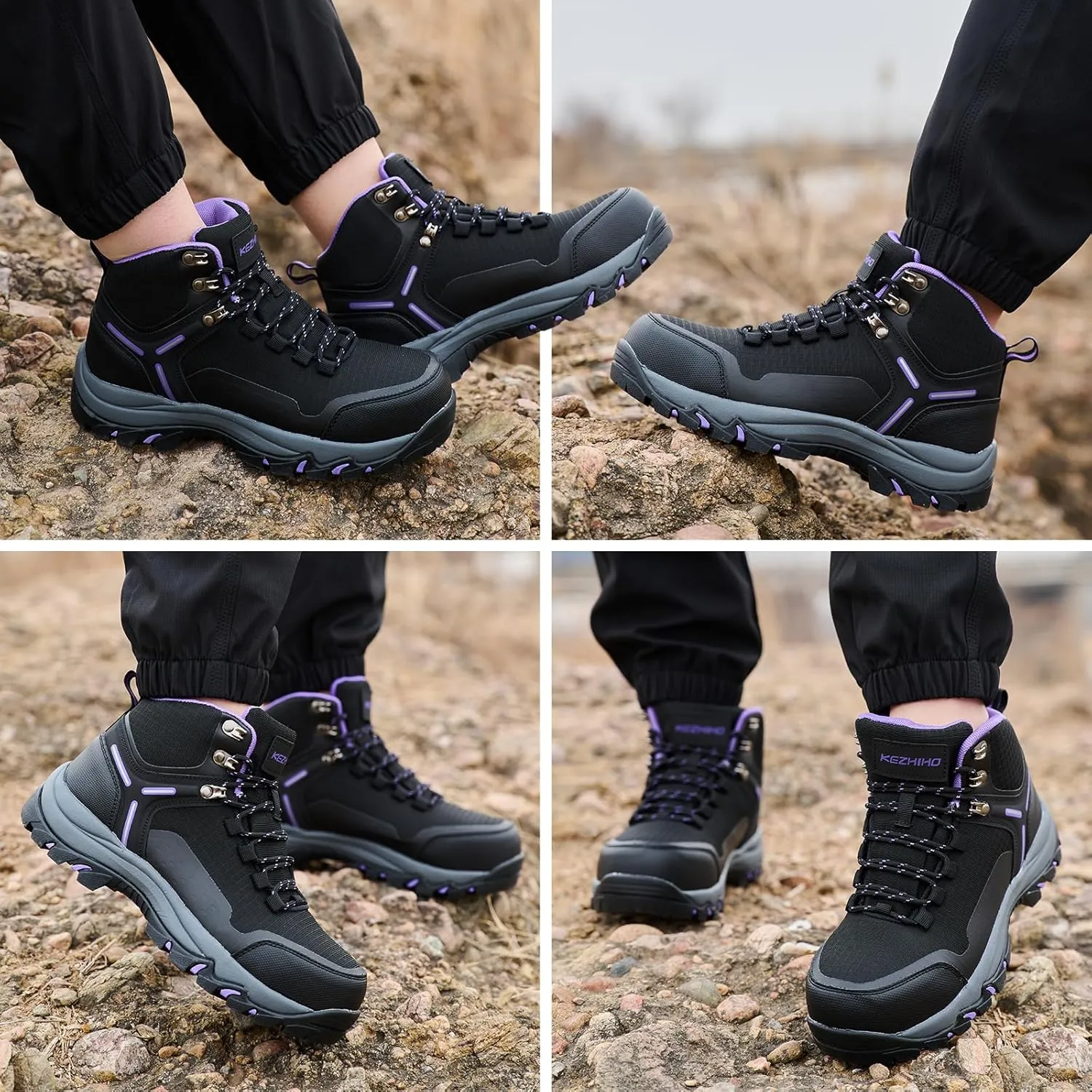 Kezhiho Waterproof Steel Toe Boots for Women Wide Width Non Slip Work Boots Lightweight Slip Resistant Safety Shoes Indestructible Construction Composite Toe Sneakers