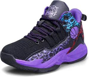 Kids Basketball Shoes High-top Sports Shoes Boys Sneakers Durable Lace-up Non-Slip Running Shoes Secure for Little Kids Big Kids