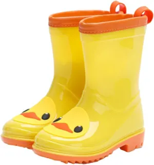 Kids Duck Rain Boots - Yellow Waterproof Rubber Boots for Toddlers & Little Boys/Girls - Cute Ducky Design for Rainy Days, Puddle Jumping, Fishing & Outdoor Play