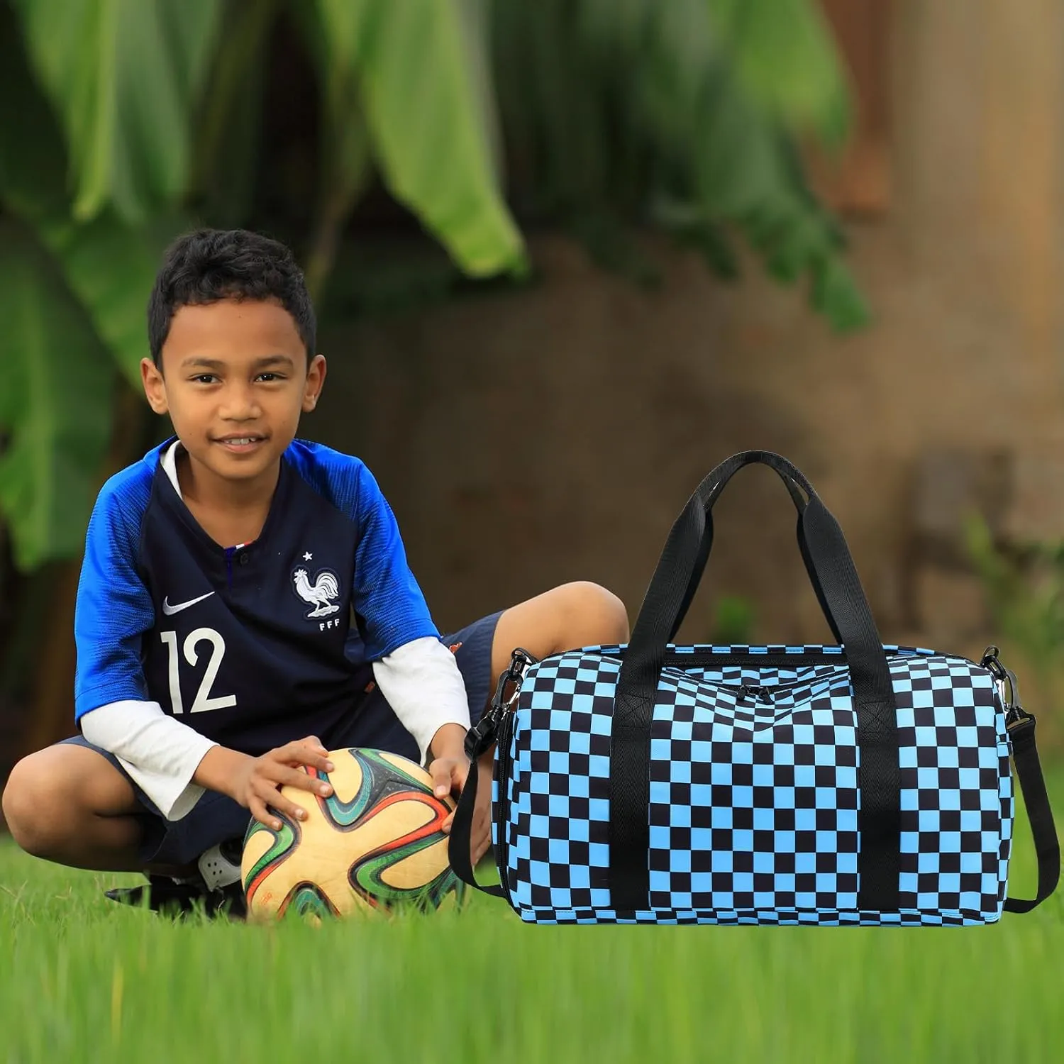 Kids Duffle Bag Boys Overnighter Travel Sport Gym Bag Weekender Carry On Shoulder Bag with Shoe Compartment & Wet Pocket