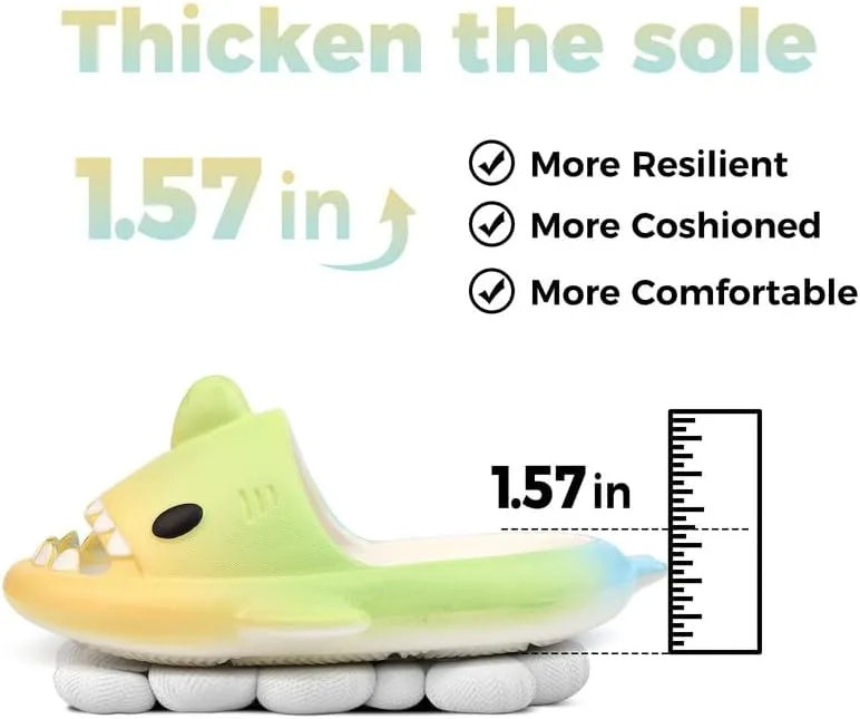 Kids Shark Slides丨Pillow Shower Sandals Quick Dry Slippers丨Toddler Boys Girls Comfy Cloud Slides丨Summer Non-Slip Thick Sole Beach Pool shoes