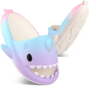 Kids Shark Slides丨Pillow Shower Sandals Quick Dry Slippers丨Toddler Boys Girls Comfy Cloud Slides丨Summer Non-Slip Thick Sole Beach Pool shoes