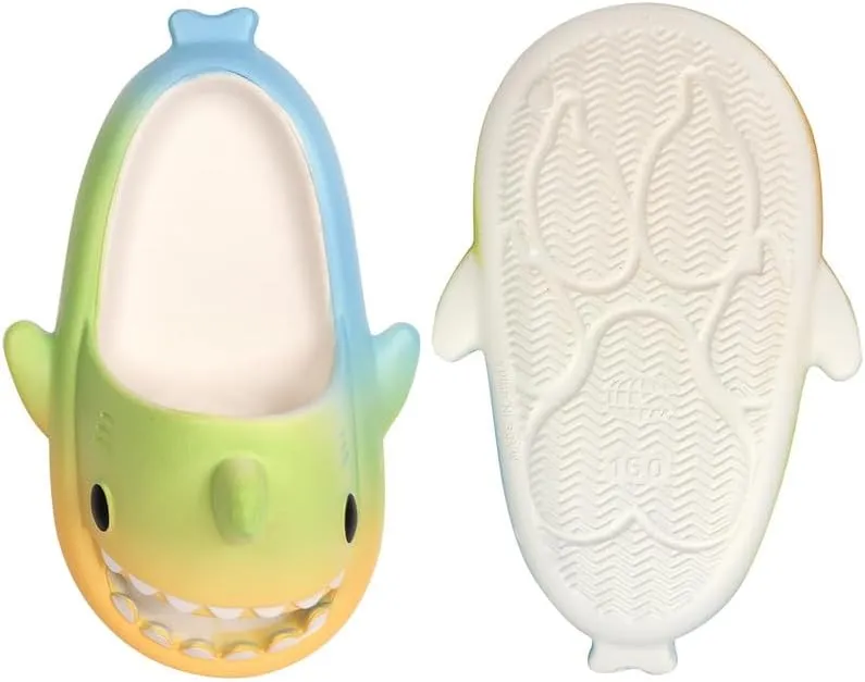 Kids Shark Slides丨Pillow Shower Sandals Quick Dry Slippers丨Toddler Boys Girls Comfy Cloud Slides丨Summer Non-Slip Thick Sole Beach Pool shoes