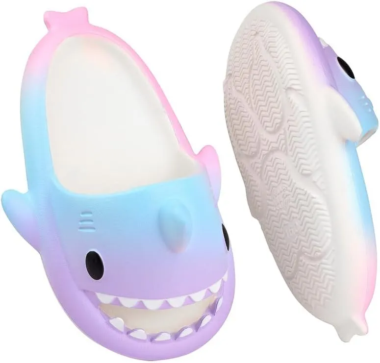 Kids Shark Slides丨Pillow Shower Sandals Quick Dry Slippers丨Toddler Boys Girls Comfy Cloud Slides丨Summer Non-Slip Thick Sole Beach Pool shoes