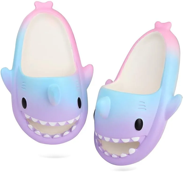 Kids Shark Slides丨Pillow Shower Sandals Quick Dry Slippers丨Toddler Boys Girls Comfy Cloud Slides丨Summer Non-Slip Thick Sole Beach Pool shoes