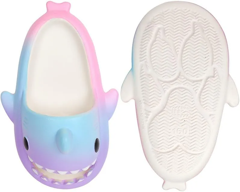 Kids Shark Slides丨Pillow Shower Sandals Quick Dry Slippers丨Toddler Boys Girls Comfy Cloud Slides丨Summer Non-Slip Thick Sole Beach Pool shoes