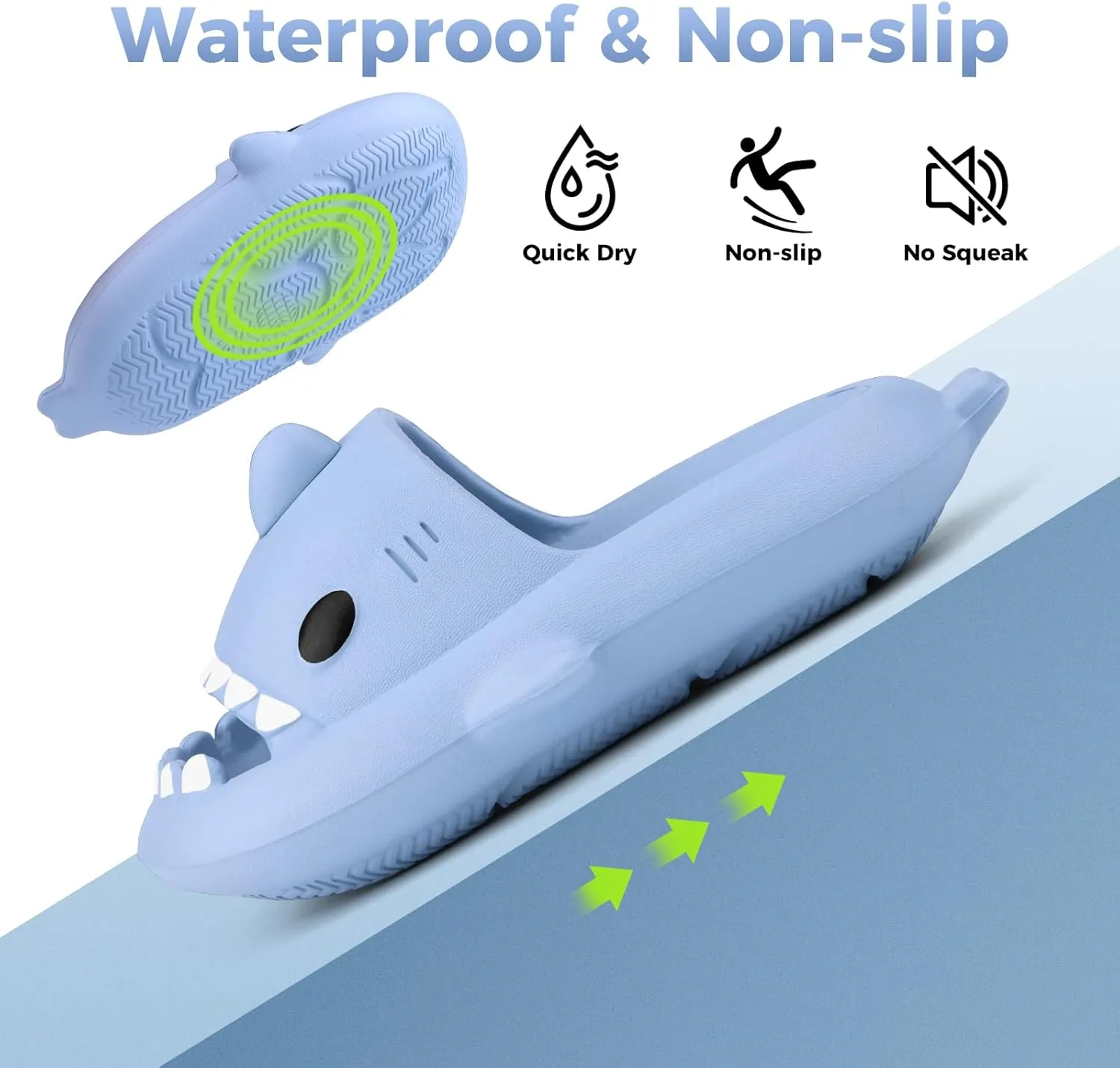 Kids Shark Slides丨Pillow Shower Sandals Quick Dry Slippers丨Toddler Boys Girls Comfy Cloud Slides丨Summer Non-Slip Thick Sole Beach Pool shoes