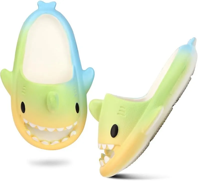 Kids Shark Slides丨Pillow Shower Sandals Quick Dry Slippers丨Toddler Boys Girls Comfy Cloud Slides丨Summer Non-Slip Thick Sole Beach Pool shoes