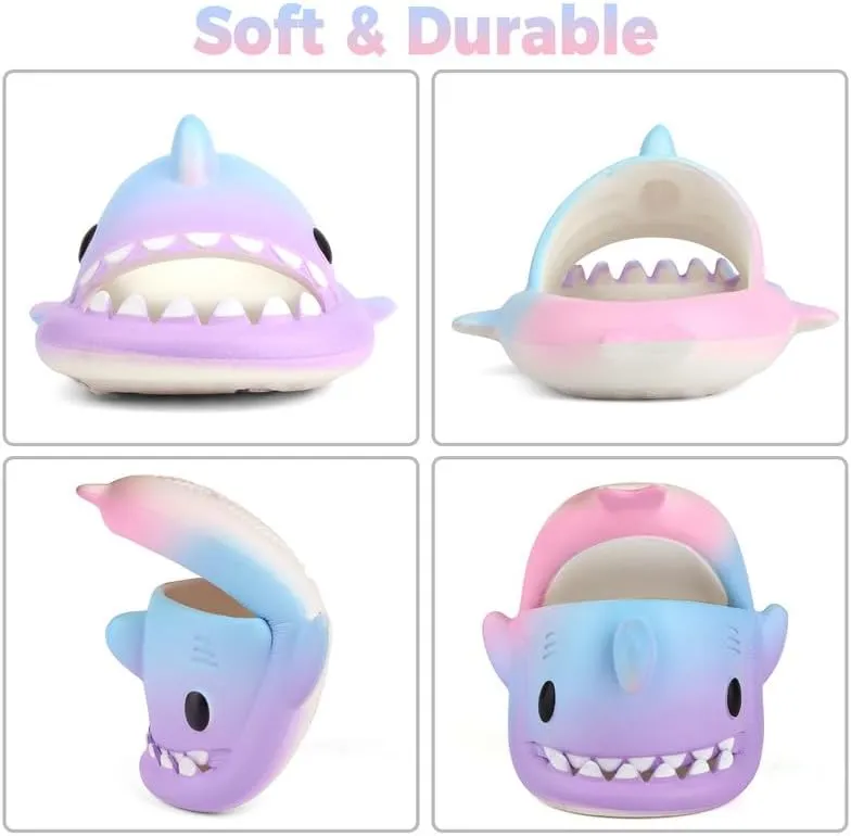 Kids Shark Slides丨Pillow Shower Sandals Quick Dry Slippers丨Toddler Boys Girls Comfy Cloud Slides丨Summer Non-Slip Thick Sole Beach Pool shoes