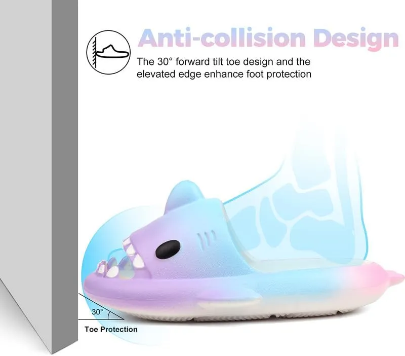 Kids Shark Slides丨Pillow Shower Sandals Quick Dry Slippers丨Toddler Boys Girls Comfy Cloud Slides丨Summer Non-Slip Thick Sole Beach Pool shoes