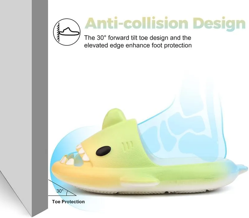 Kids Shark Slides丨Pillow Shower Sandals Quick Dry Slippers丨Toddler Boys Girls Comfy Cloud Slides丨Summer Non-Slip Thick Sole Beach Pool shoes