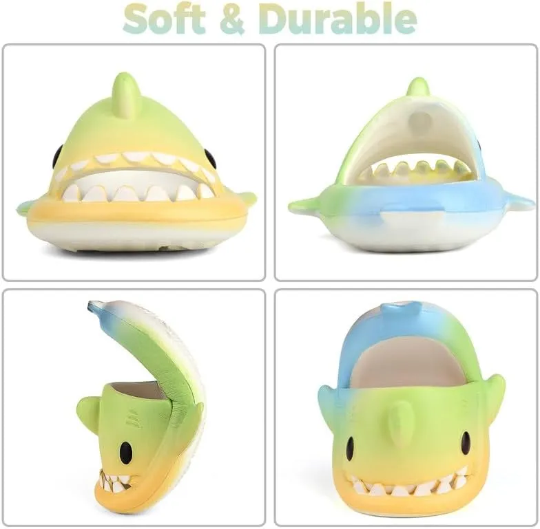 Kids Shark Slides丨Pillow Shower Sandals Quick Dry Slippers丨Toddler Boys Girls Comfy Cloud Slides丨Summer Non-Slip Thick Sole Beach Pool shoes