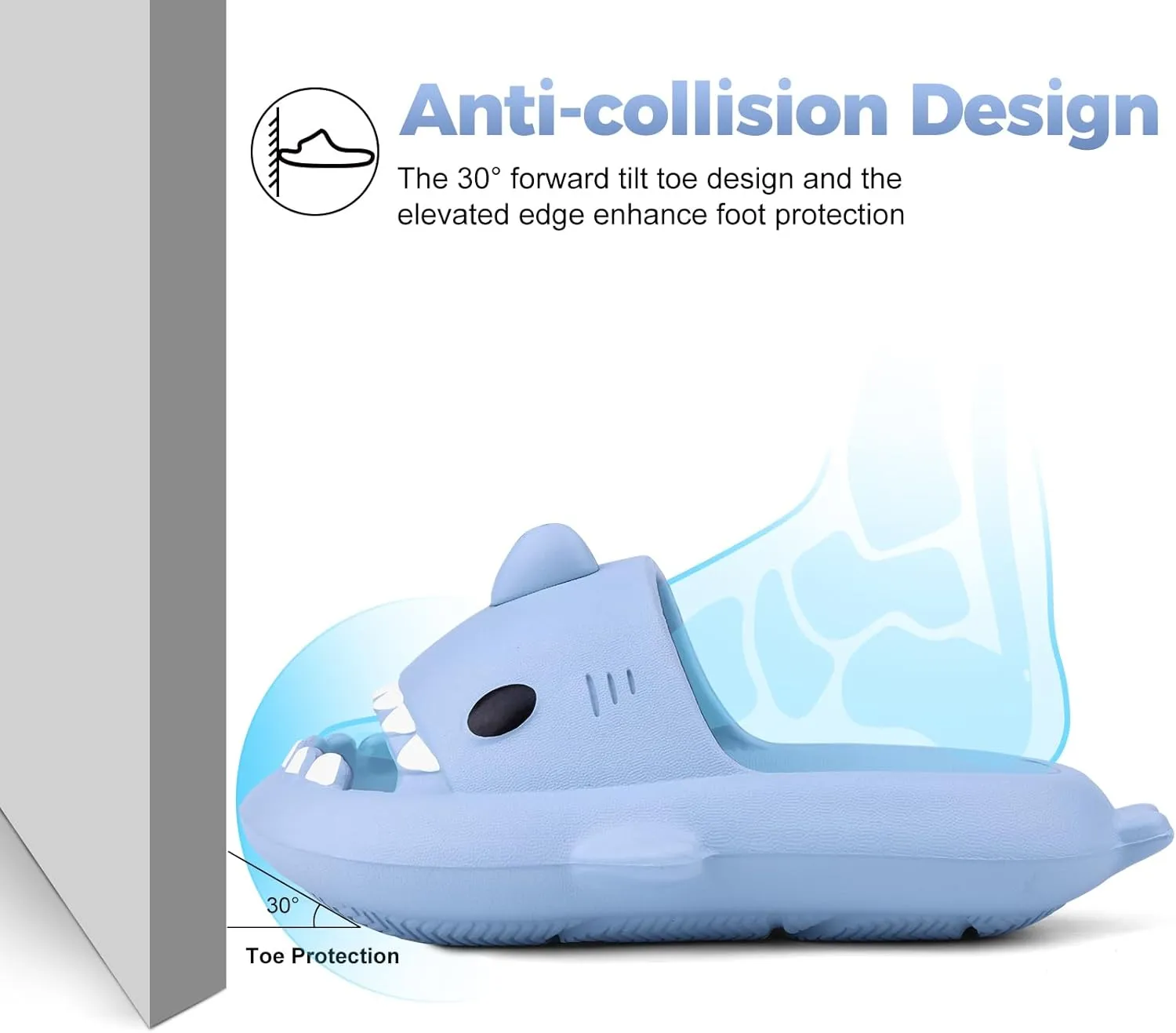 Kids Shark Slides丨Pillow Shower Sandals Quick Dry Slippers丨Toddler Boys Girls Comfy Cloud Slides丨Summer Non-Slip Thick Sole Beach Pool shoes