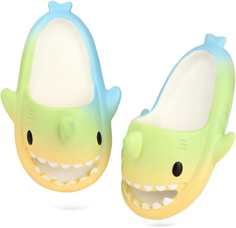 Kids Shark Slides丨Pillow Shower Sandals Quick Dry Slippers丨Toddler Boys Girls Comfy Cloud Slides丨Summer Non-Slip Thick Sole Beach Pool shoes