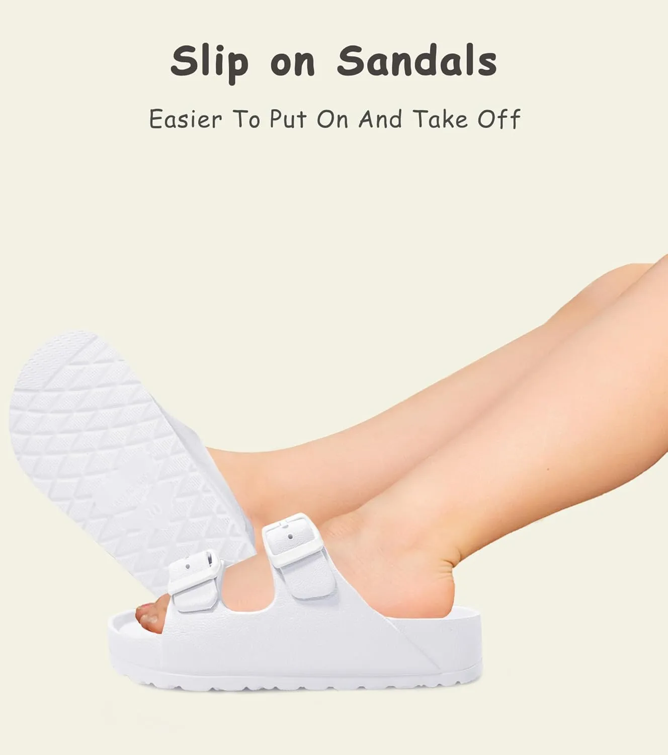 Kids Slides Sandals Double Buckle Adjustable Boys Girls