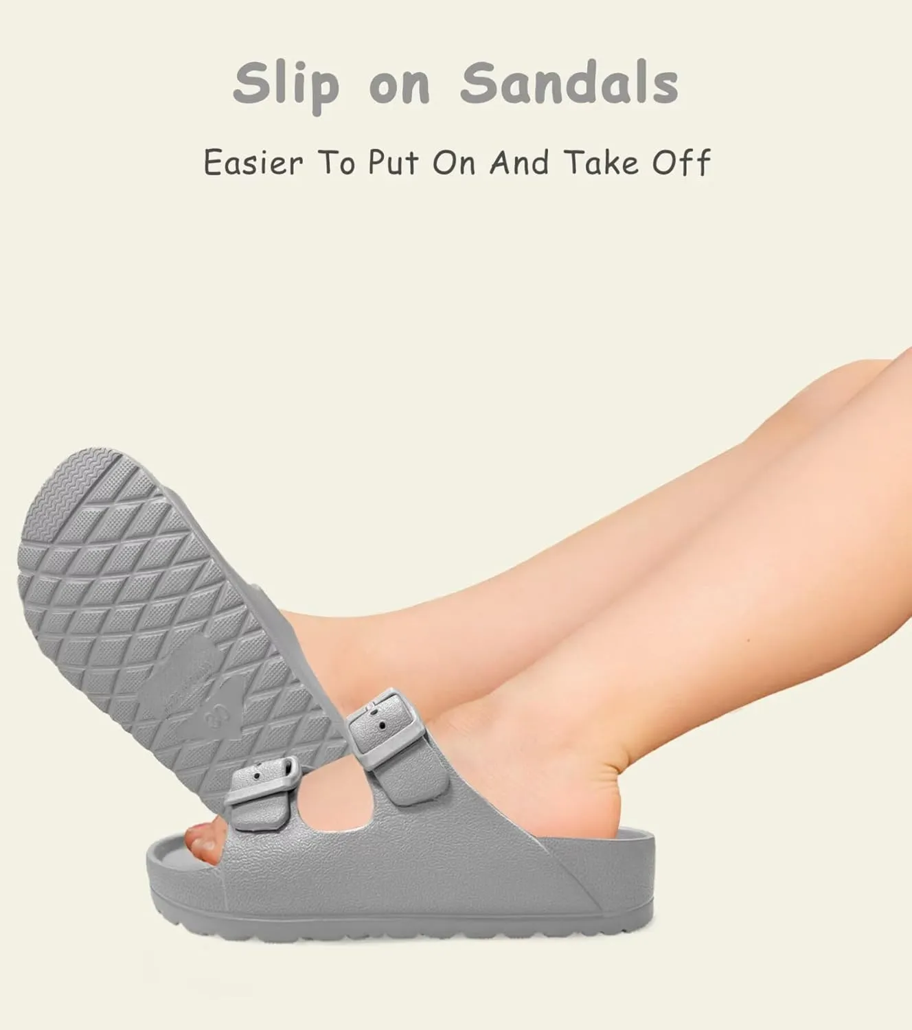 Kids Slides Sandals Double Buckle Adjustable Boys Girls