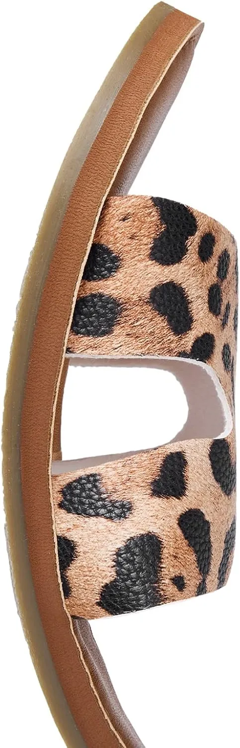 KOLILI Womens Flat Slide Sandals, Summer Fashion Sandals, H Band Sandals Dressy