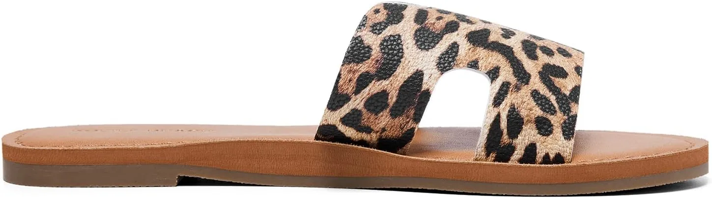 KOLILI Womens Flat Slide Sandals, Summer Fashion Sandals, H Band Sandals Dressy