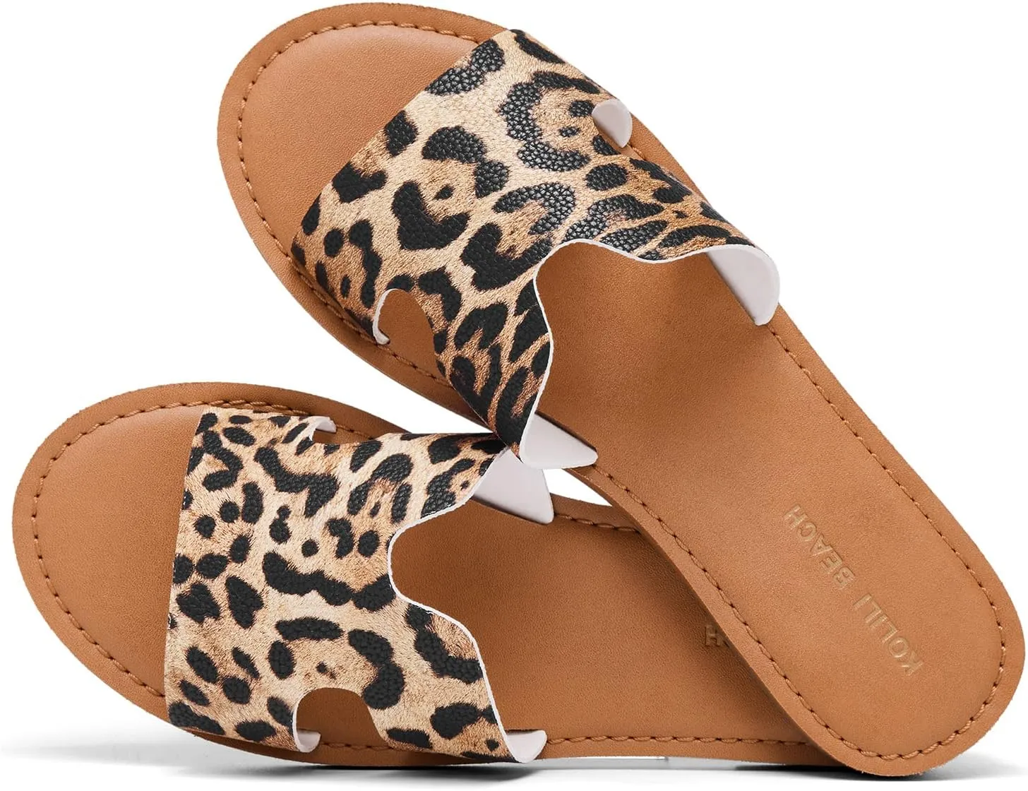 KOLILI Womens Flat Slide Sandals, Summer Fashion Sandals, H Band Sandals Dressy