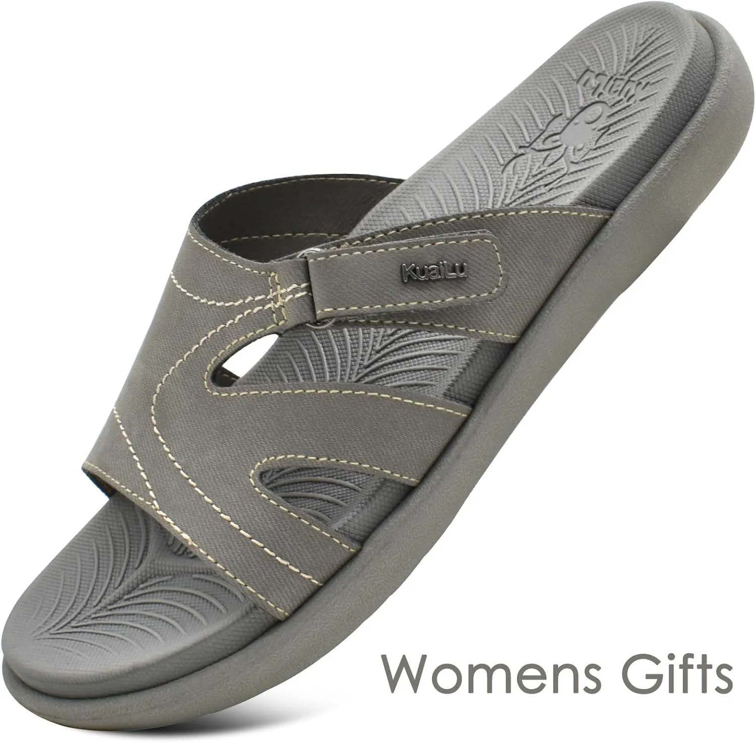 KuaiLu Womens Fashion Orthotic Slides Ladies Lightweight Athletic Yoga Mat Sandals Slip On Thick Cushion Slippers Sandals With Comfortable Plantar Fasciitis Arch Support