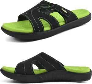KuaiLu Womens Fashion Orthotic Slides Ladies Lightweight Athletic Yoga Mat Sandals Slip On Thick Cushion Slippers Sandals With Comfortable Plantar Fasciitis Arch Support