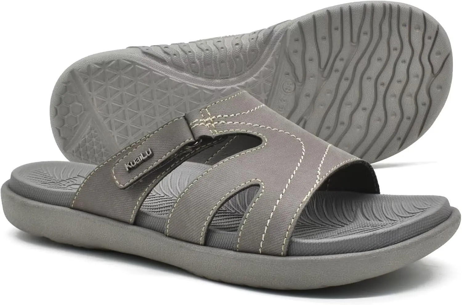 KuaiLu Womens Fashion Orthotic Slides Ladies Lightweight Athletic Yoga Mat Sandals Slip On Thick Cushion Slippers Sandals With Comfortable Plantar Fasciitis Arch Support
