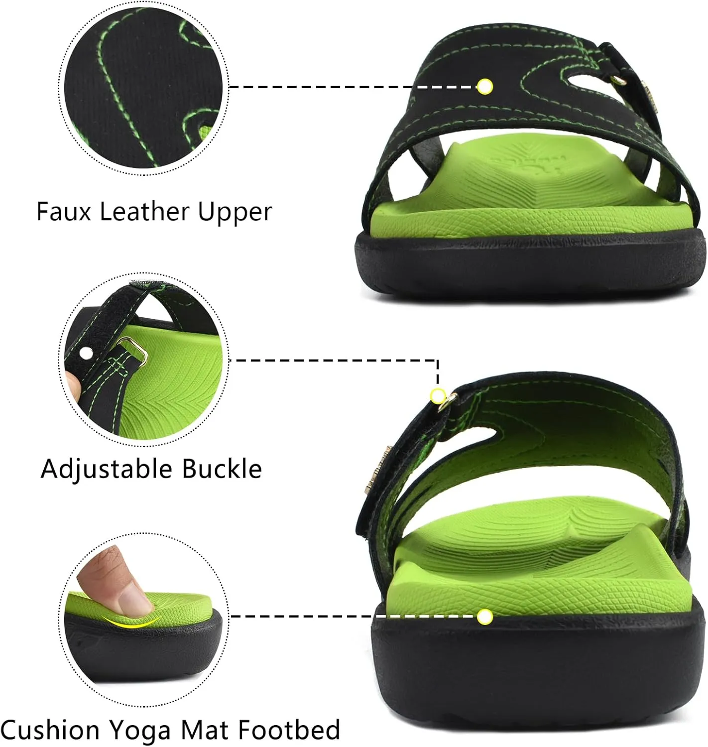 KuaiLu Womens Fashion Orthotic Slides Ladies Lightweight Athletic Yoga Mat Sandals Slip On Thick Cushion Slippers Sandals With Comfortable Plantar Fasciitis Arch Support