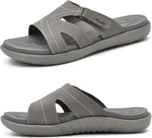 KuaiLu Womens Fashion Orthotic Slides Ladies Lightweight Athletic Yoga Mat Sandals Slip On Thick Cushion Slippers Sandals With Comfortable Plantar Fasciitis Arch Support
