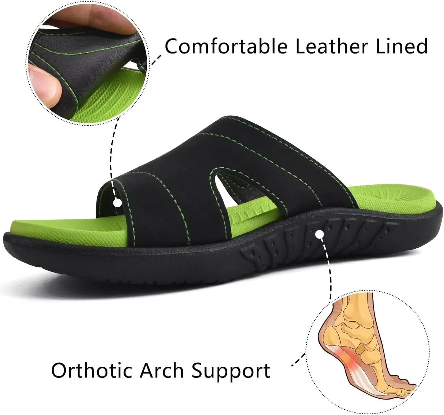 KuaiLu Womens Fashion Orthotic Slides Ladies Lightweight Athletic Yoga Mat Sandals Slip On Thick Cushion Slippers Sandals With Comfortable Plantar Fasciitis Arch Support