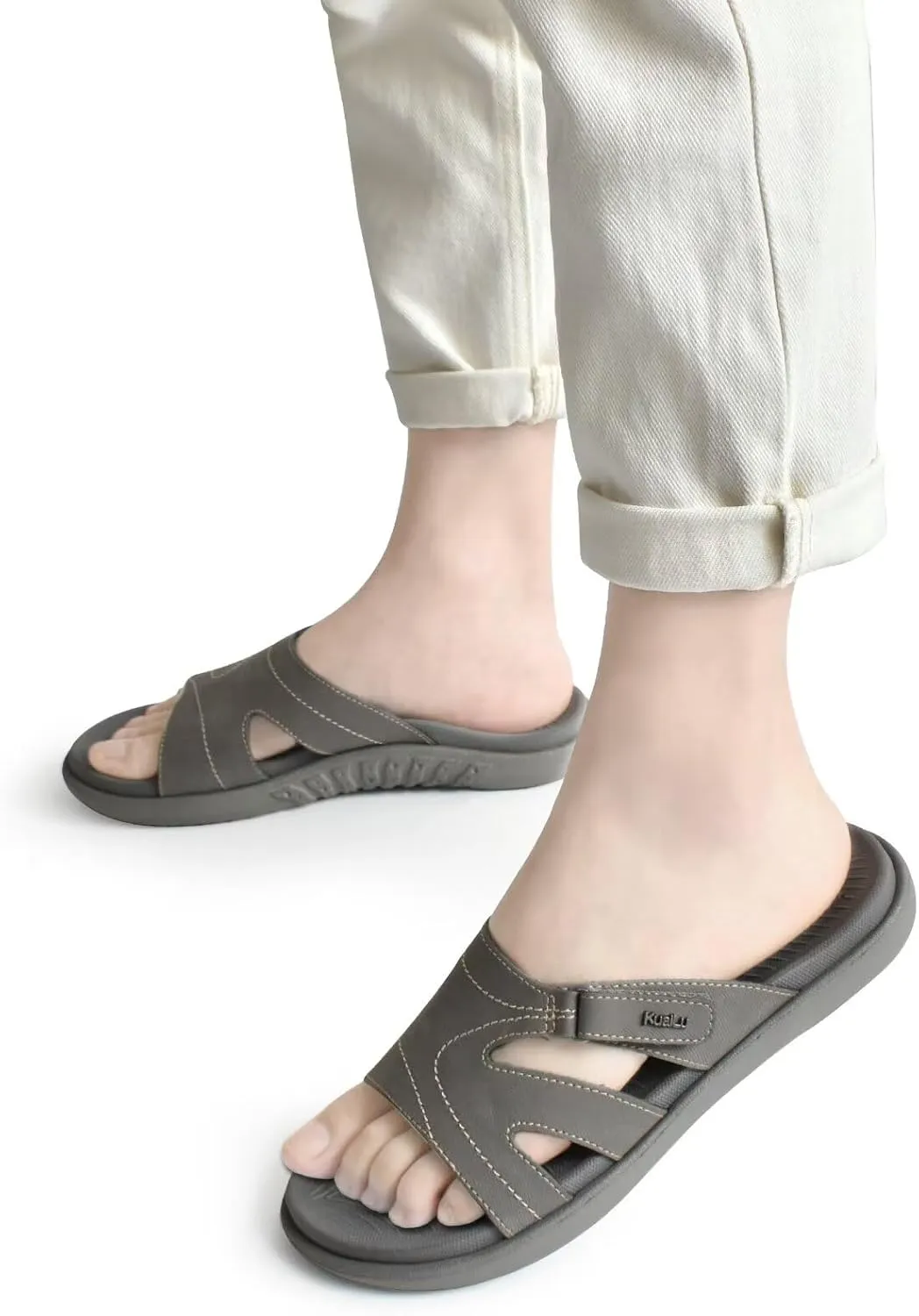 KuaiLu Womens Fashion Orthotic Slides Ladies Lightweight Athletic Yoga Mat Sandals Slip On Thick Cushion Slippers Sandals With Comfortable Plantar Fasciitis Arch Support