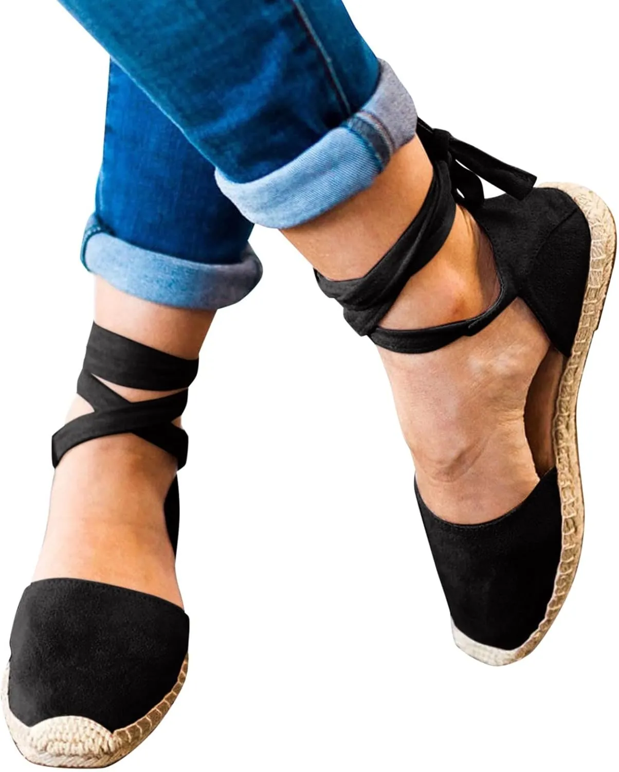 Lace Up Sandals for Women Rhinestone Flat Sandals Summer Comfortable Cross Strap Gladiator Flat Shoes Casual Dressy Non Slip Tie up Roman Beach Sandals