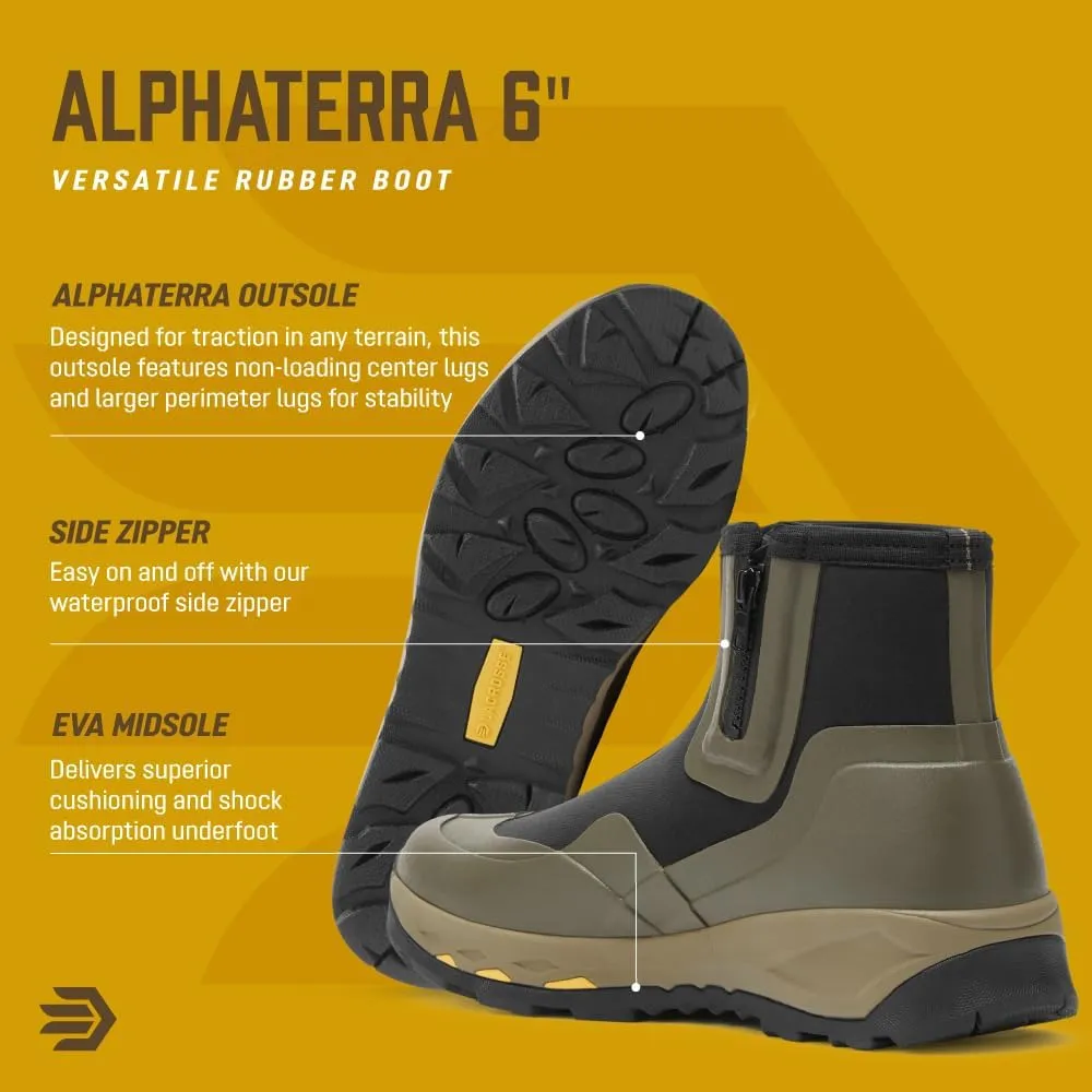 LaCrosse AlphaTerra 6" Zip-Up Waterproof Hiking Boots for Men - Alphaterra Outsole, Active Fit, EVA Midsole Side-Zip