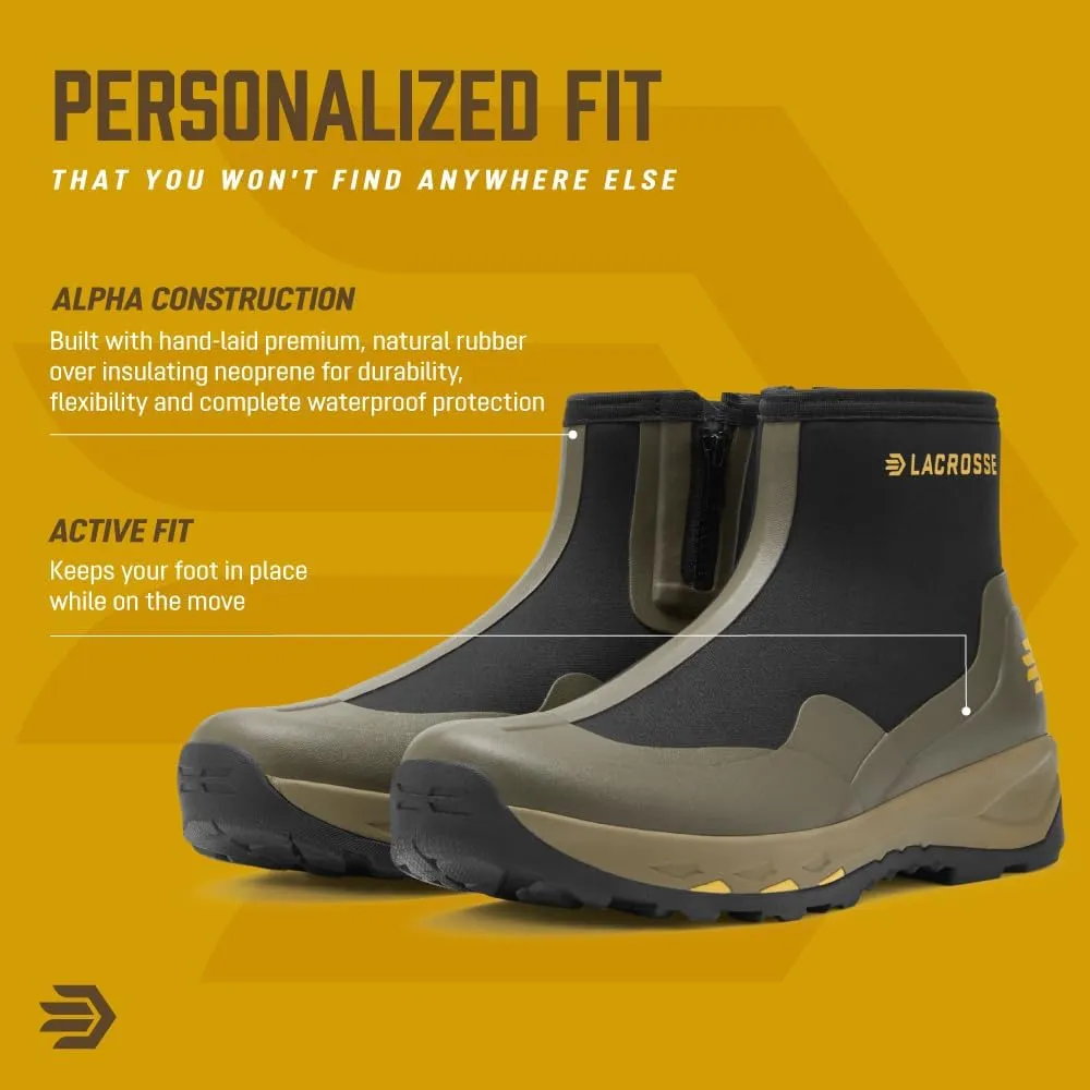 LaCrosse AlphaTerra 6" Zip-Up Waterproof Hiking Boots for Men - Alphaterra Outsole, Active Fit, EVA Midsole Side-Zip