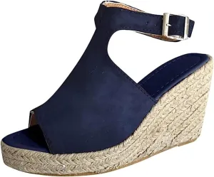 Ladmiple Summer Sandals for Women 2023 Platform Ankle Strap Wedge Sandals Open Toe Comfy Slip On Strappy Wedges Sandal