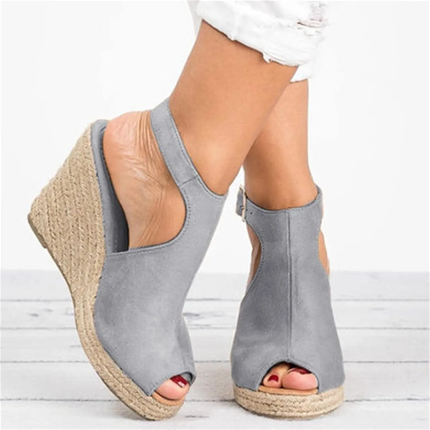 Ladmiple Summer Sandals for Women 2023 Platform Ankle Strap Wedge Sandals Open Toe Comfy Slip On Strappy Wedges Sandal