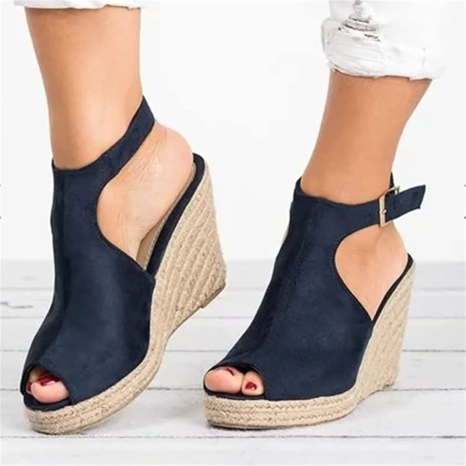 Ladmiple Summer Sandals for Women 2023 Platform Ankle Strap Wedge Sandals Open Toe Comfy Slip On Strappy Wedges Sandal