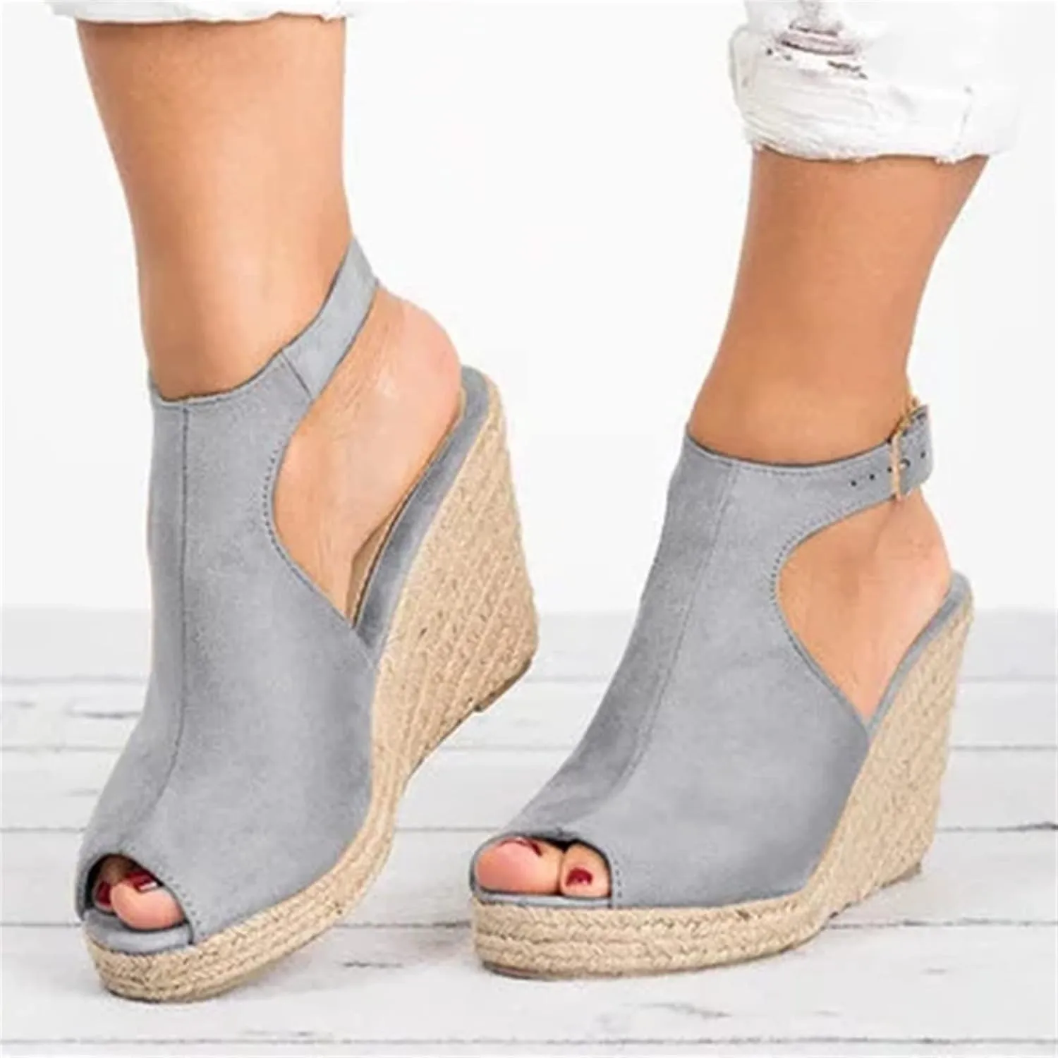 Ladmiple Summer Sandals for Women 2023 Platform Ankle Strap Wedge Sandals Open Toe Comfy Slip On Strappy Wedges Sandal