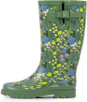 landchief Rain Boots for Women, Waterproof Ladies Tall Knee High Rubber boots,Comfort Garden Boots Anti-Slip Mid Heel Women Rain Shoes Outdoor
