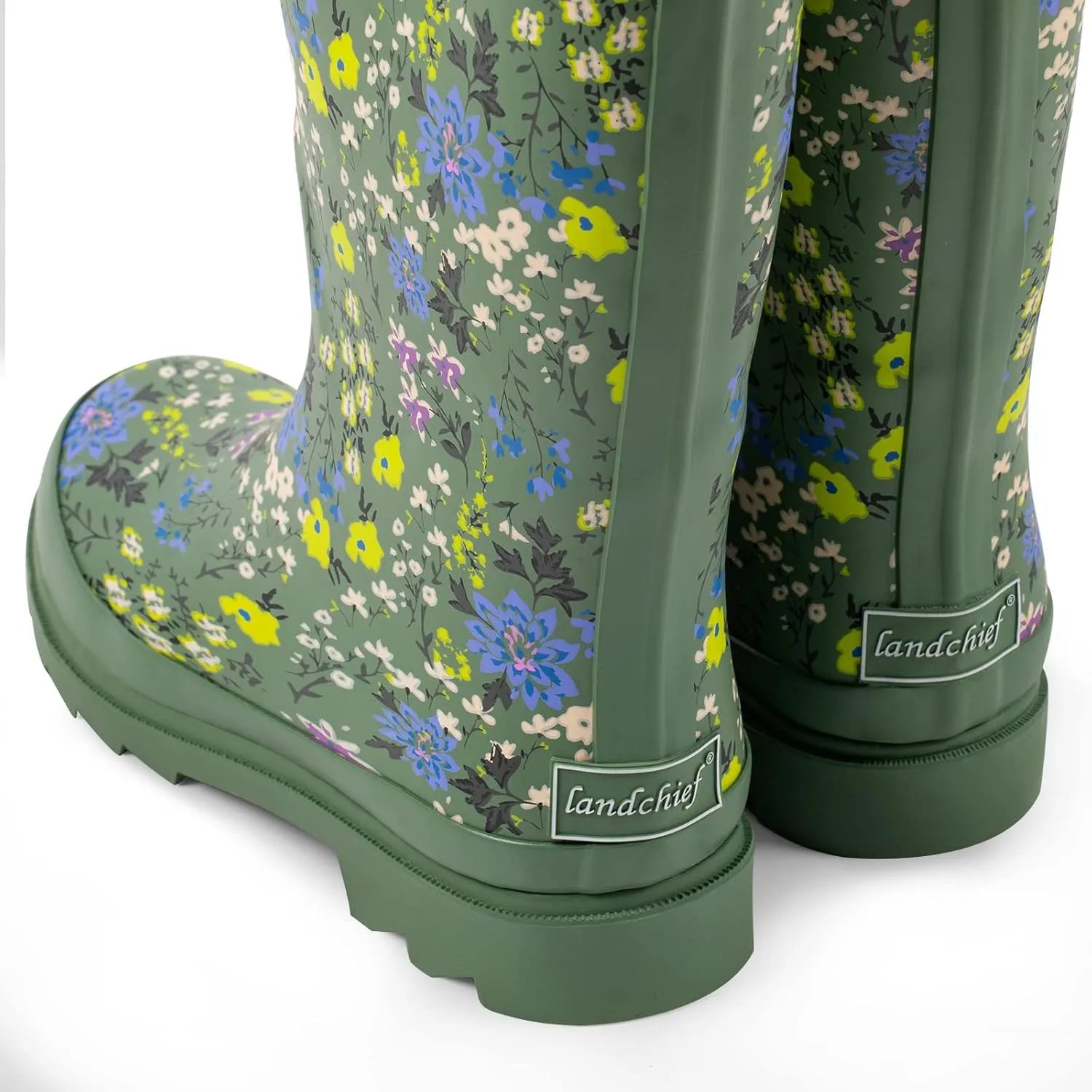 landchief Rain Boots for Women, Waterproof Ladies Tall Knee High Rubber boots,Comfort Garden Boots Anti-Slip Mid Heel Women Rain Shoes Outdoor