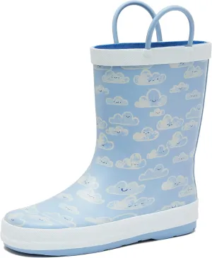 Lands' End Boys and Girls Waterproof Boots Kids and Toddler Rain Boots - Girls and Boys Rubber Rain Boots Kids Size 5 Toddler to 7 Big Kid, Slip On Girls and Boys Rain Boots with Handles