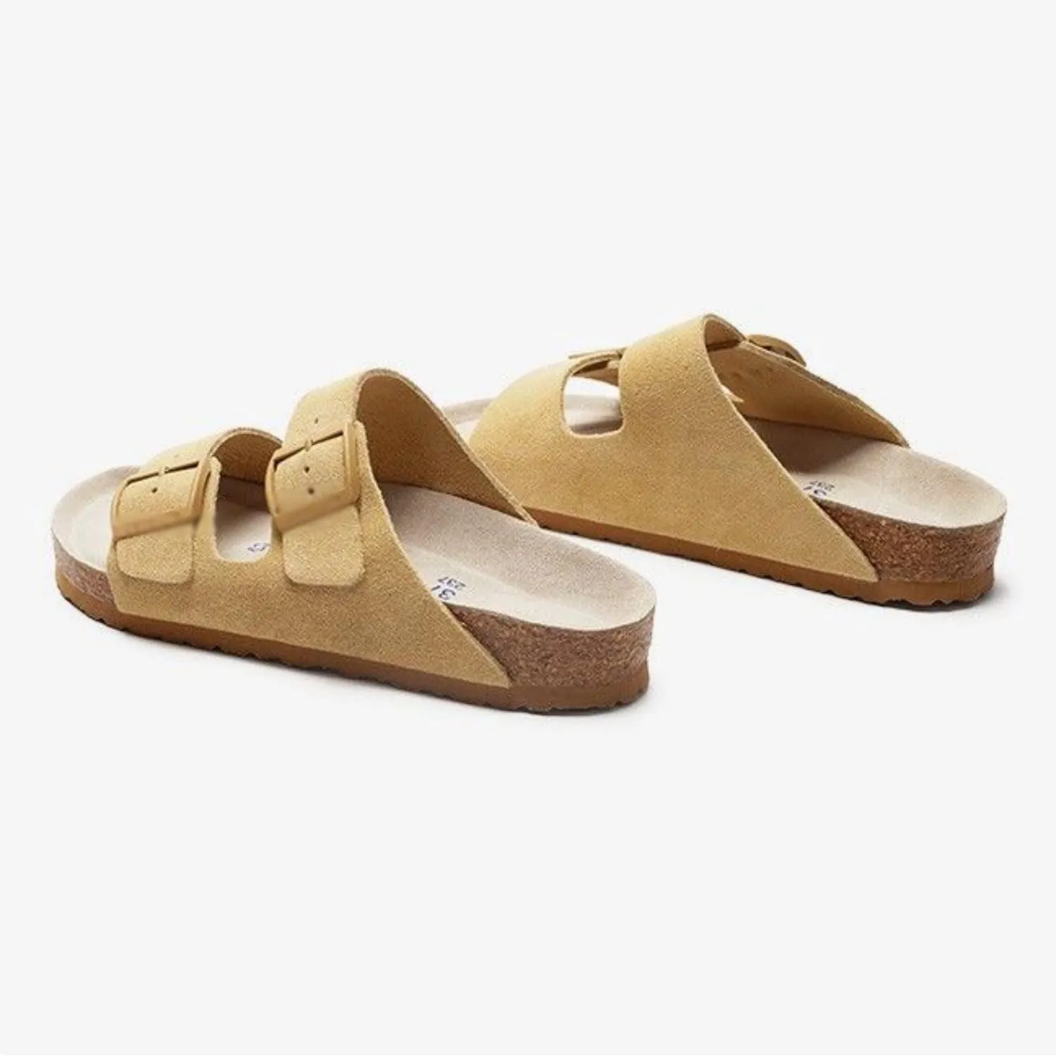 Leather Sandals for Women - Suede Buckle Summer Slides, Comfortable Beach Vacation Sandals, Flat Cushionaire Clogs & Slip on for Women