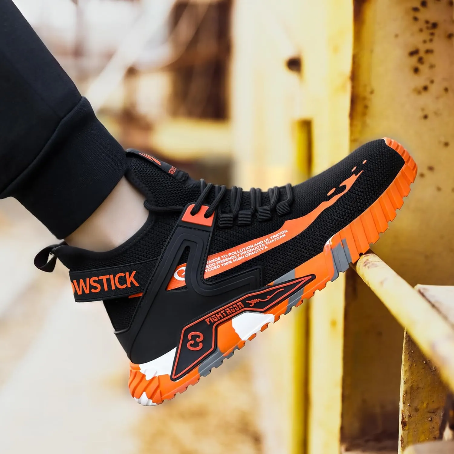Lightweight Work Safety Steel Toe Sneakers, Durable Breathable Light Construction Tennis Shoes