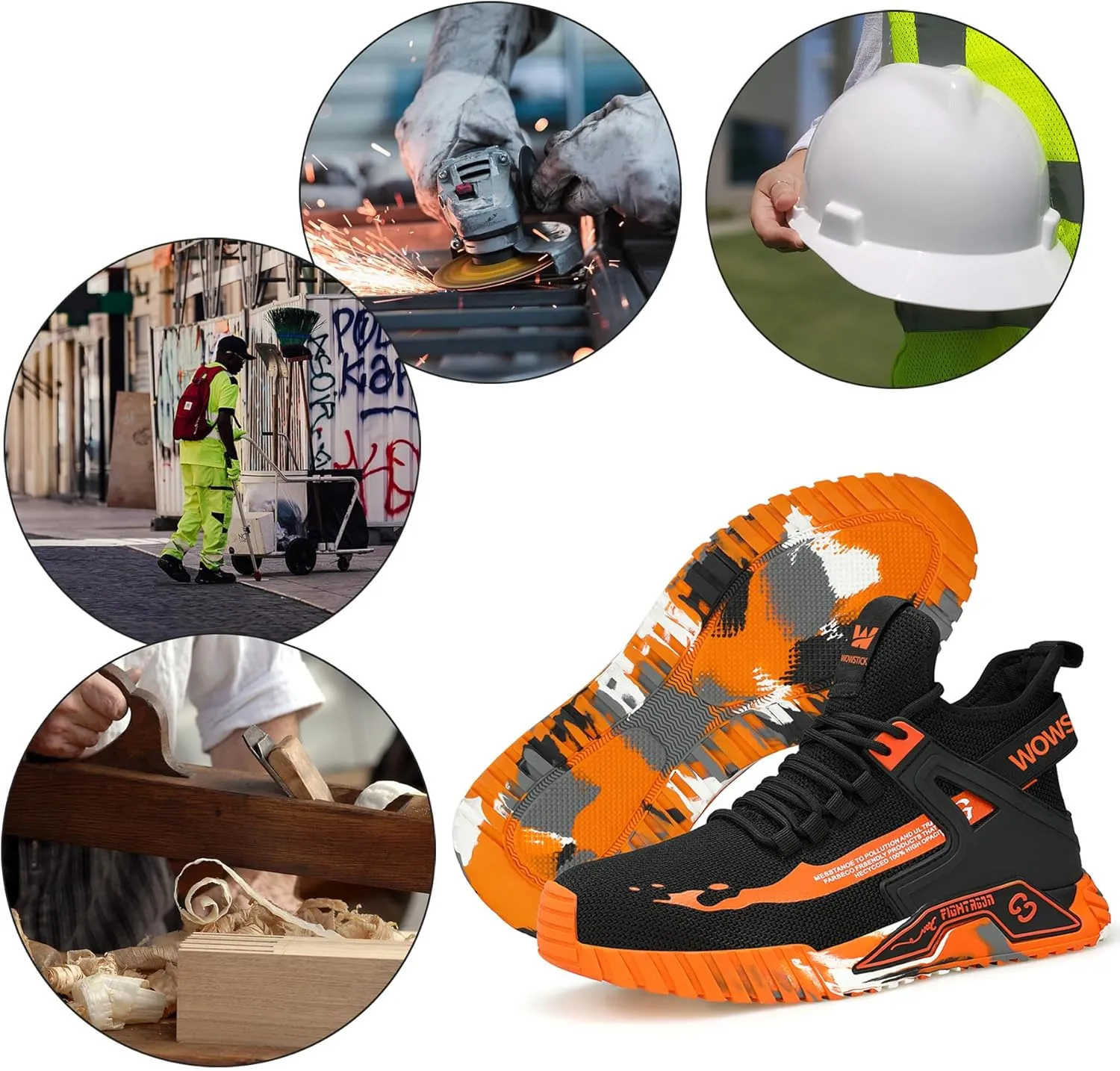 Lightweight Work Safety Steel Toe Sneakers, Durable Breathable Light Construction Tennis Shoes