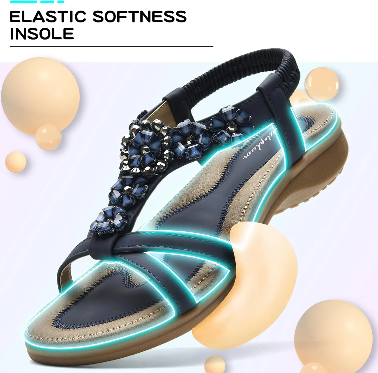 Littleplum Sandals Women Flat Dressy Sandal Summer Comfortable Slip-on Casual Beach Shoes Dress Bohemian Ankle Elastic Flats Sandals