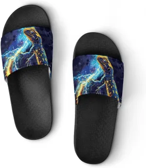 Lizard Gecko Thunder House Sandals Non Slip Slippers Quick Drying Bathroom Shower Shoes for Women Men
