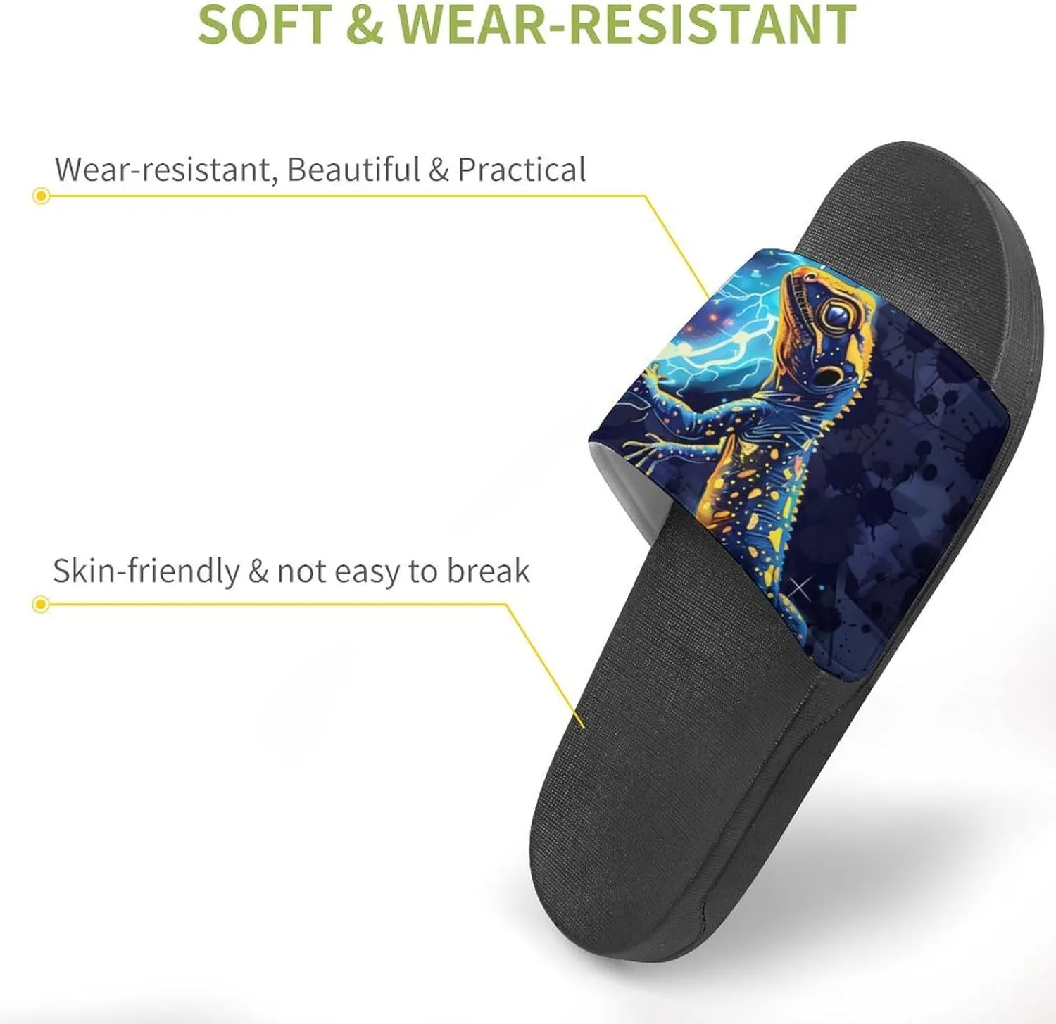 Lizard Gecko Thunder House Sandals Non Slip Slippers Quick Drying Bathroom Shower Shoes for Women Men