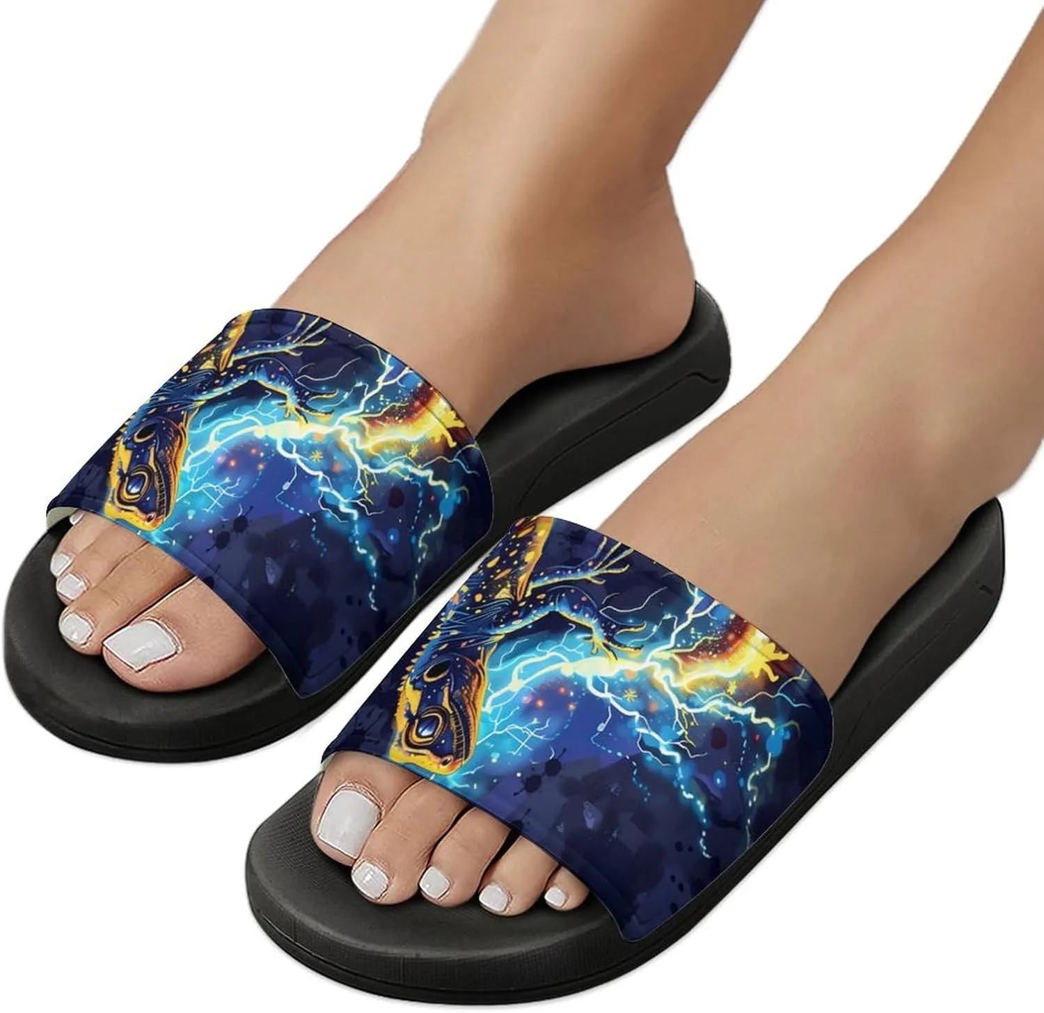 Lizard Gecko Thunder House Sandals Non Slip Slippers Quick Drying Bathroom Shower Shoes for Women Men